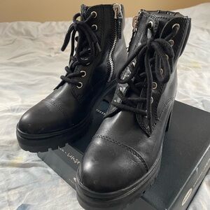 Aldo Black Combat Boots with Zipper Detail